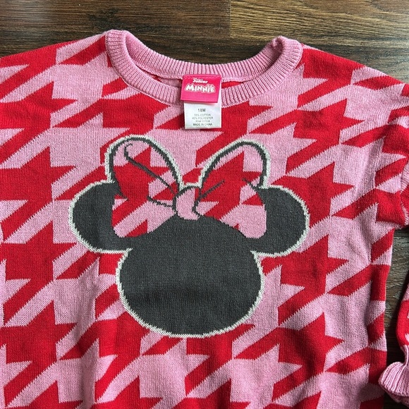 Disney Minnie Mouse Pink and Red Girls Sweater 18 Month | Minnie Mouse Sweater | - Picture 2 of 6